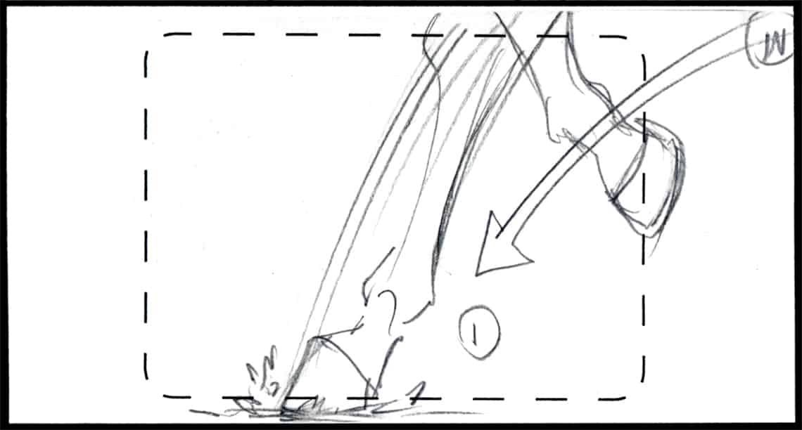 Children of the Wind, Scene 1, Panel 2
ACTION: HORSE 1 IN, CAR JAR as front hoof hits-