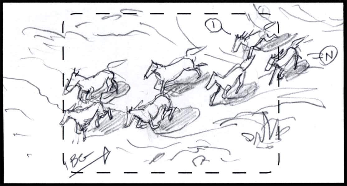 Storyboard by Brad Rader for the proposed animated series Children of the Wind