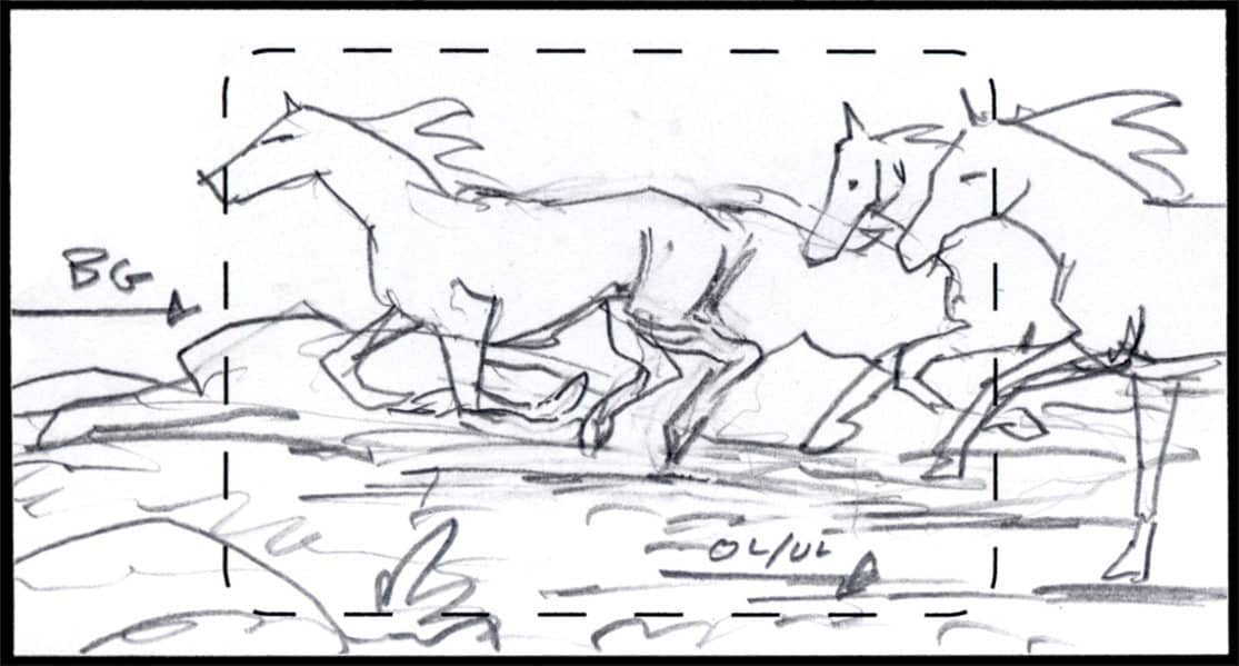 Storyboard by Brad Rader for the proposed animated series Children of the Wind