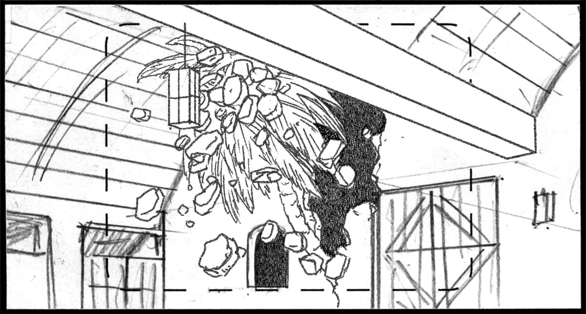 Children of the Wind, Scene 19, Panel 2
ACTION: PALM TREE crashed through wall (CONT)-
NARRATOR: “Disaster…”
