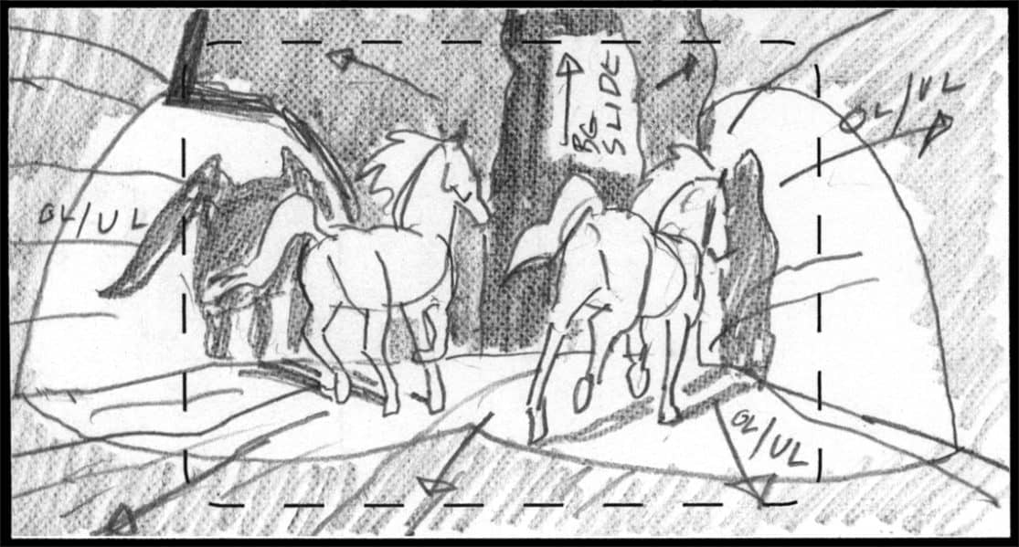 Storyboard by Brad Rader for the proposed animated series Children of the Wind