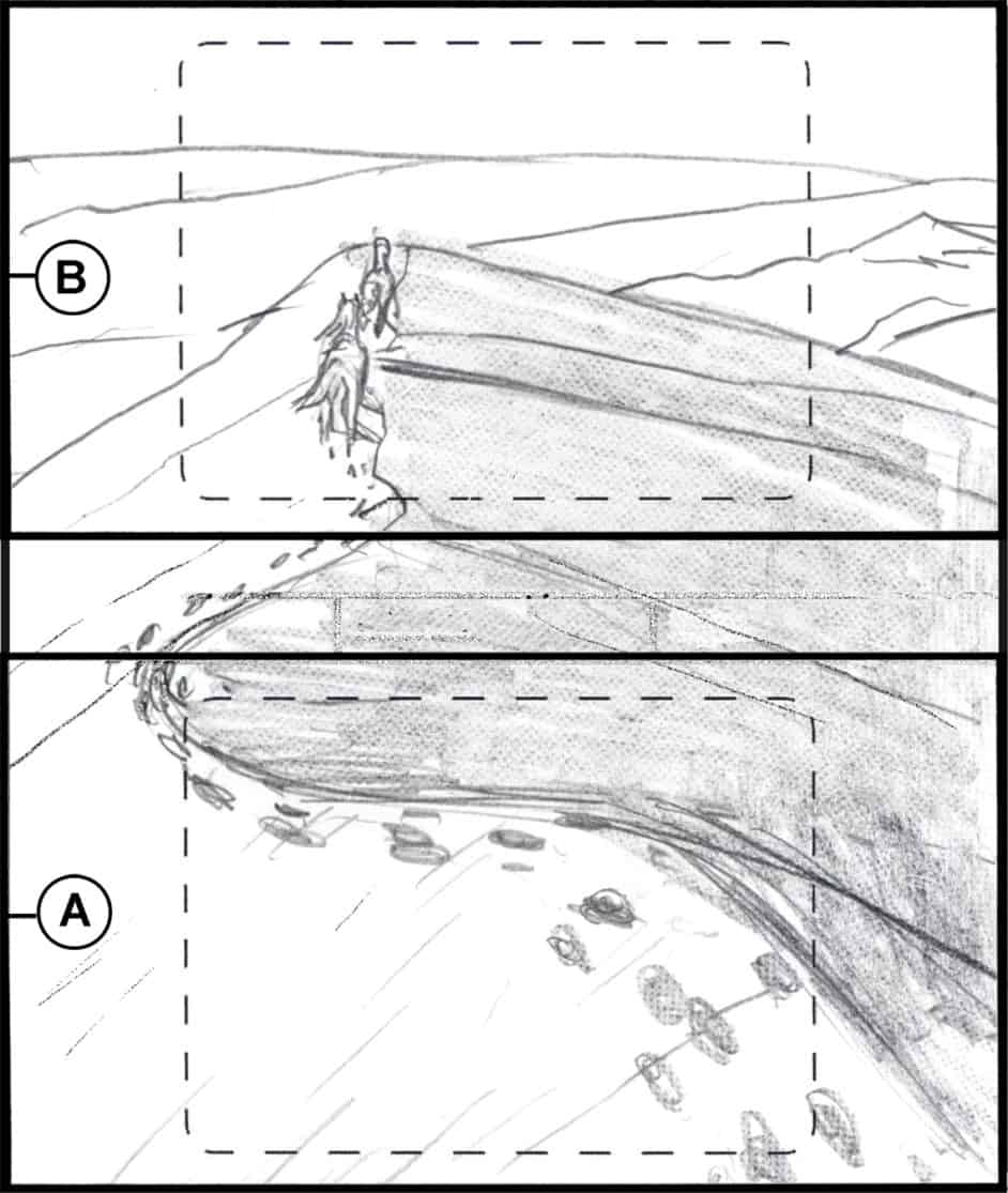 Storyboard by Brad Rader for the proposed animated series Children of the Wind