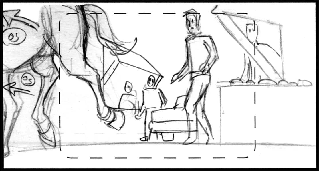 Storyboard by Brad Rader for the proposed animated series Children of the Wind