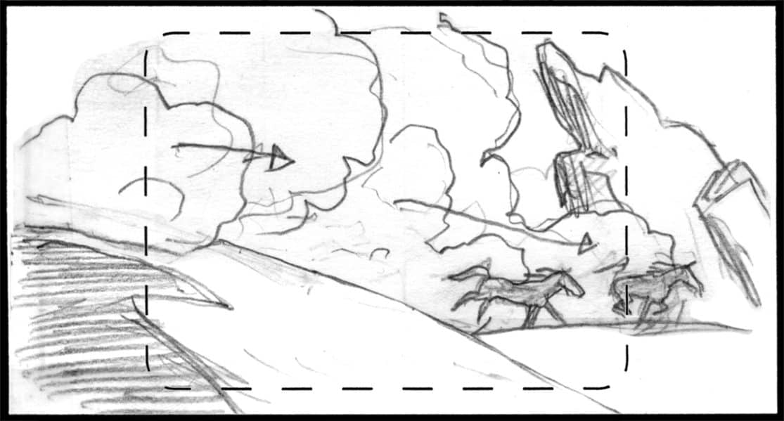 Storyboard by Brad Rader for the proposed animated series Children of the Wind