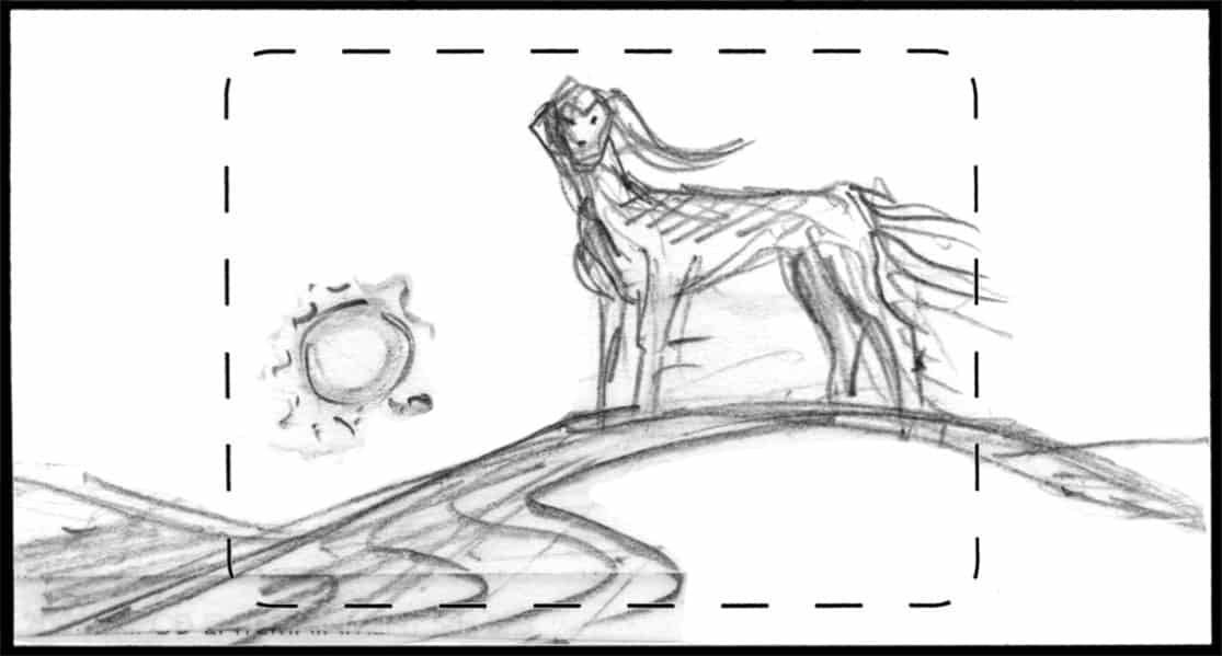 Storyboard by Brad Rader for the proposed animated series Children of the Wind