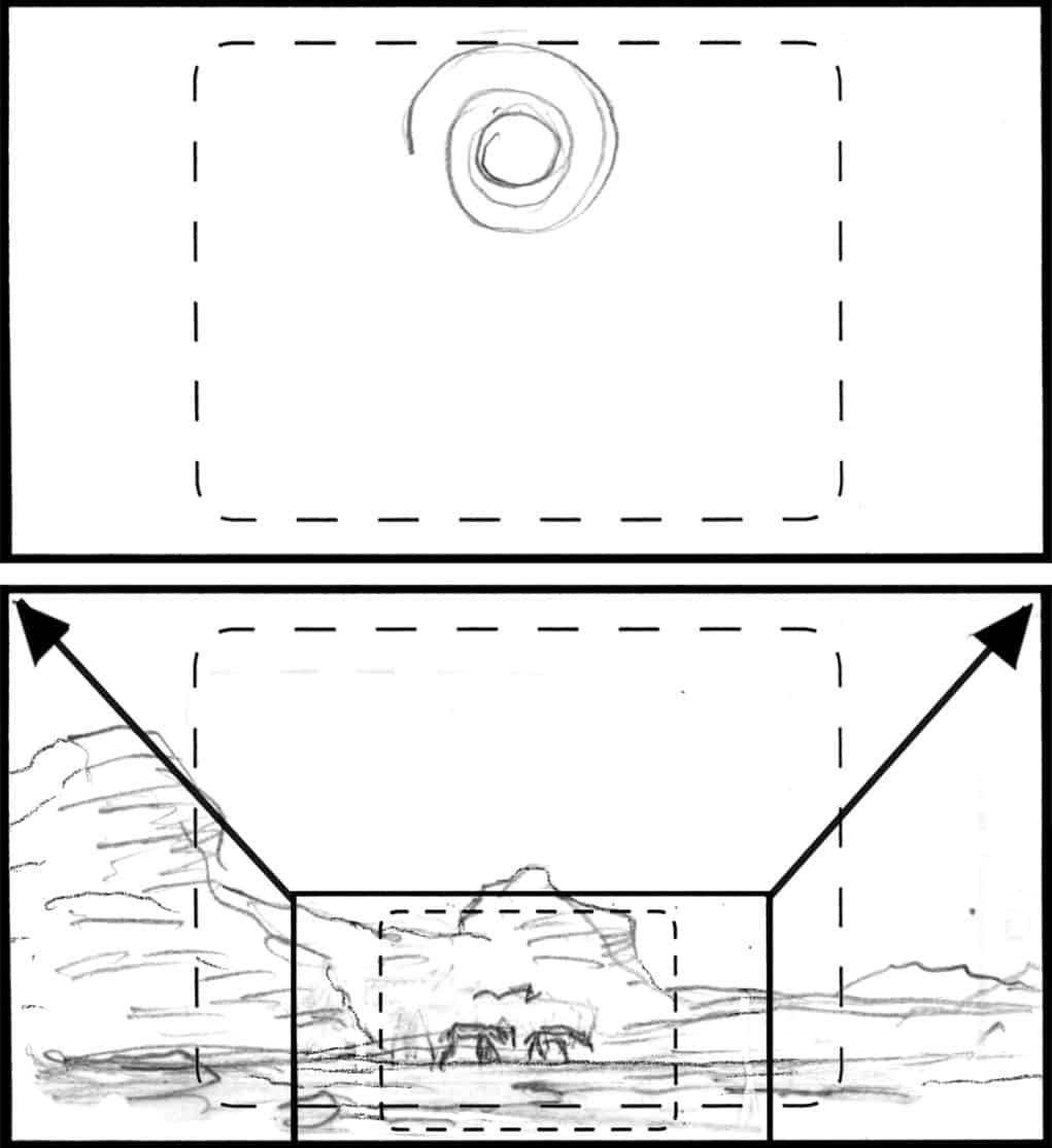 Storyboard by Brad Rader for the proposed animated series Children of the Wind