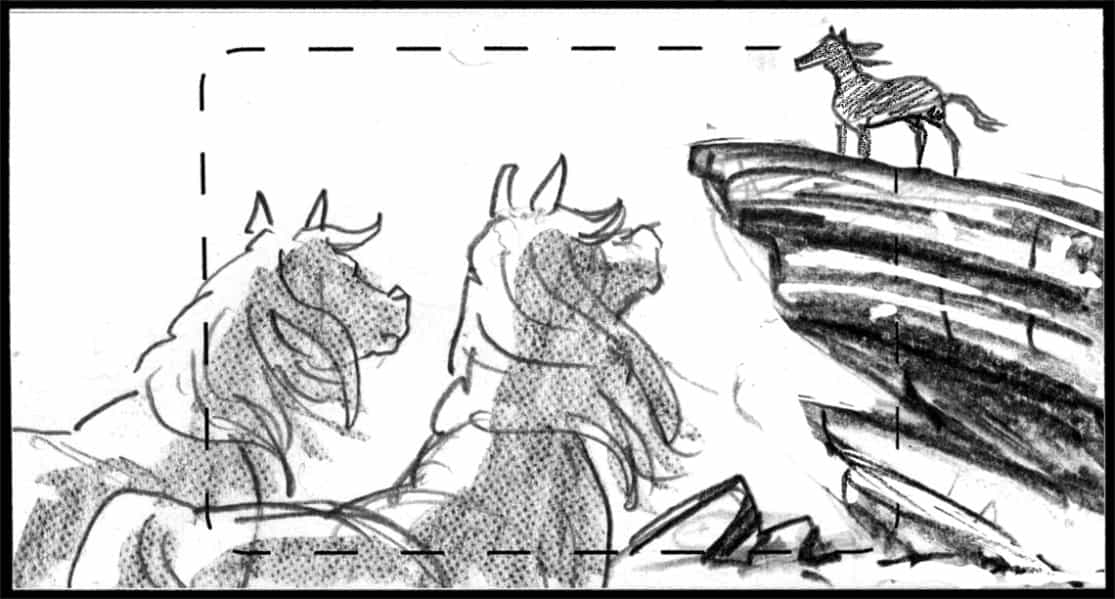 Storyboard by Brad Rader for the proposed animated series Children of the Wind