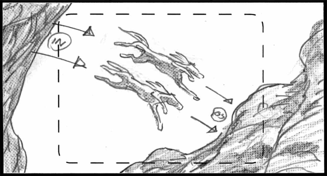 Storyboard by Brad Rader for the proposed animated series Children of the Wind