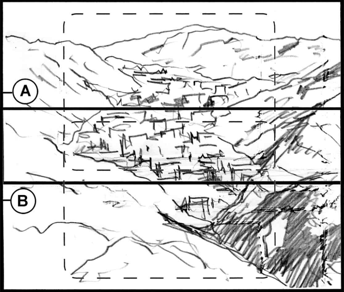 Storyboard by Brad Rader for the proposed animated series Children of the Wind