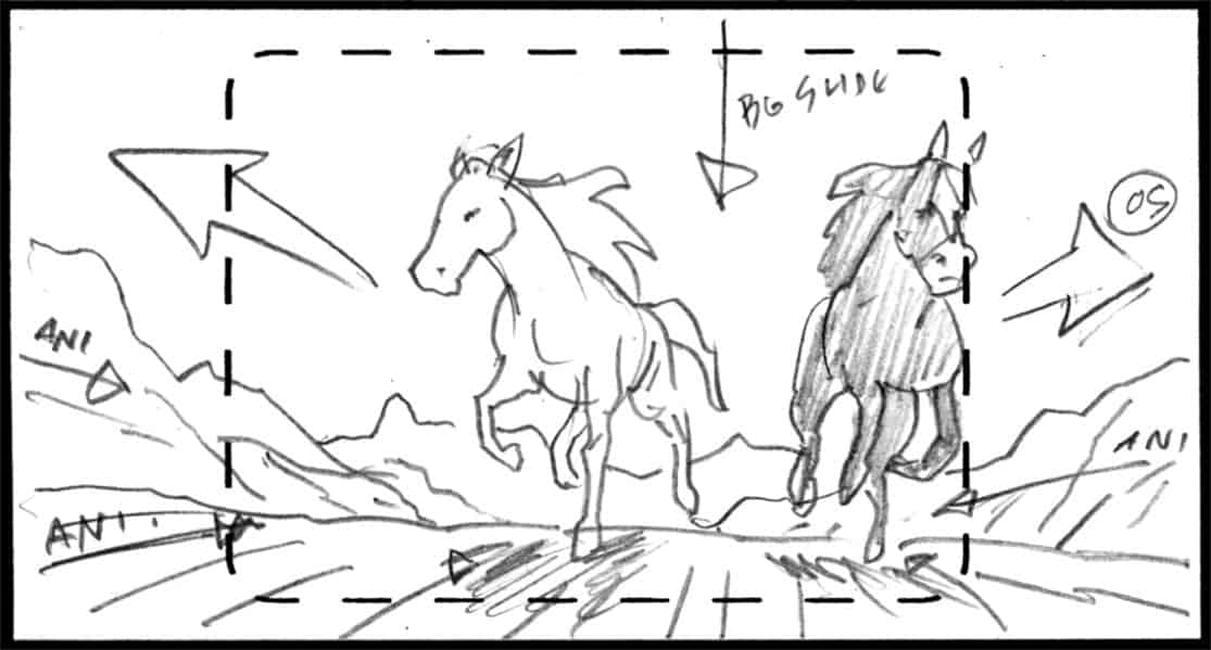 Storyboard by Brad Rader for the proposed animated series Children of the Wind