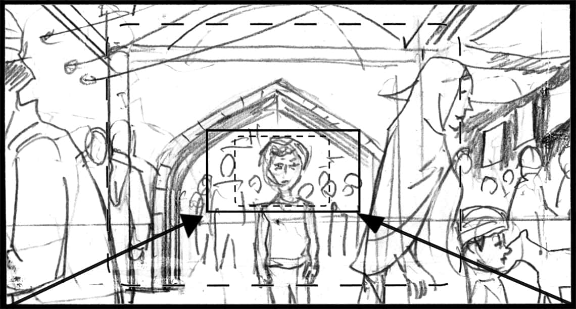 Children of the Wind, Scene 74, Panel 1
ACTION: EXT- INDIA MARKETPLACE- DAY- T.I.on AMIYA looking at cam-
