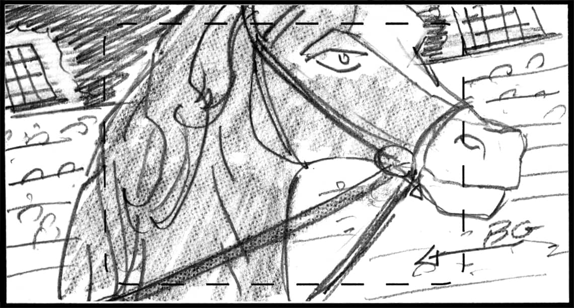 Children of the Wind, Scene 88, Panel 1
ACTION: EXT- RACING STADIUM- DAY- B.G. SLIDE- C.U. on ADULT IBNI, walking across stadium-