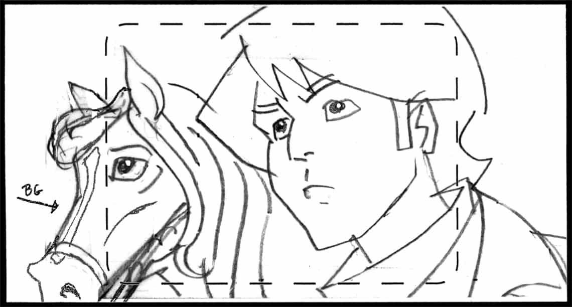 Children of the Wind, Scene 92, Panel 1
ACTION: EXT- DESERT- DAY- BG SLIDE- ADULT ABDUL and  ADULT IBNI look forward as they walk-