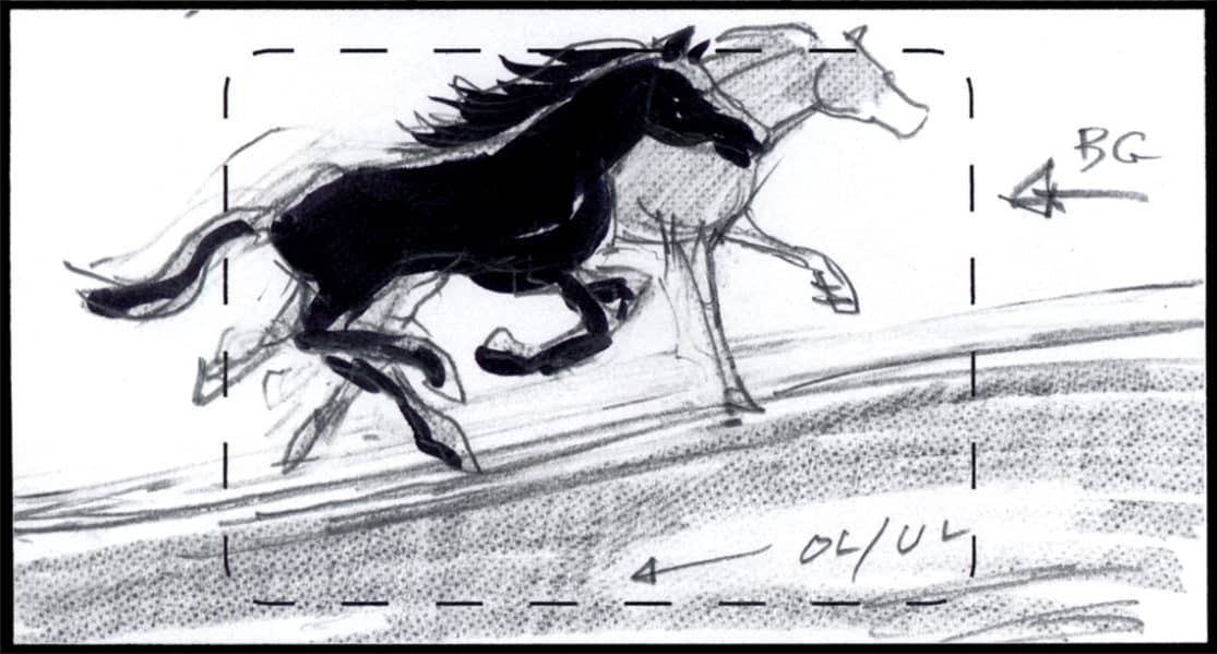 Storyboard by Brad Rader for the proposed animated series Children of the Wind