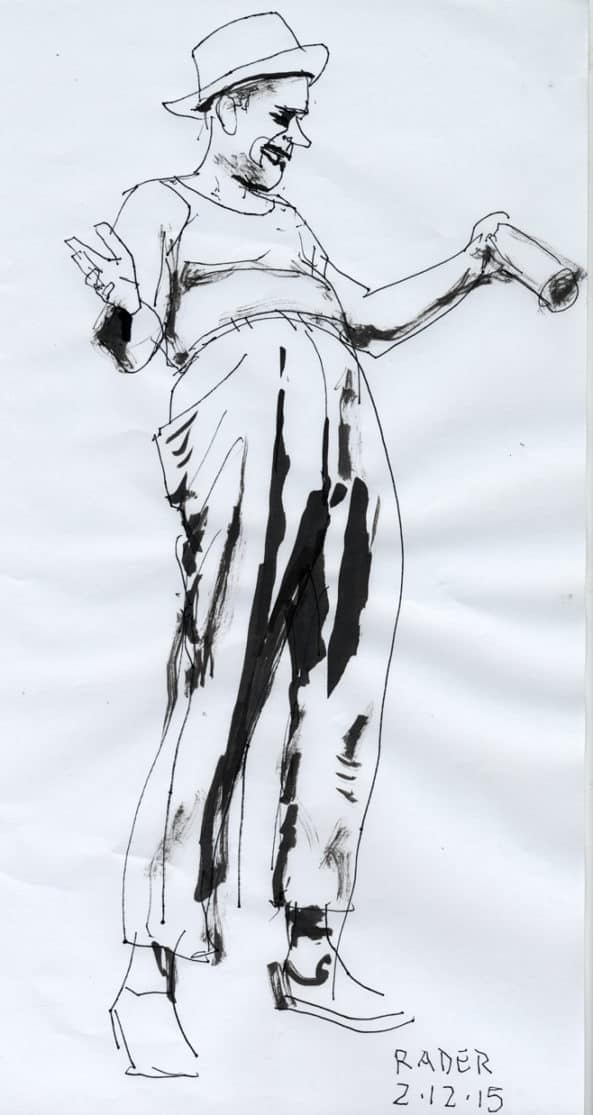 Draped Figure, drawing from life by Brad Rader