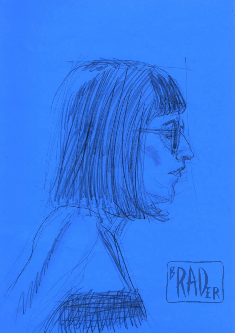 Drawing from life by Brad Rader, woman in bangs