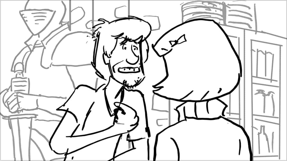 Scooby Doo 345-623 Sc 10 Pnl 7
Action: -then at himself.
Dialogue: SHAGGY (CONT): “…s.”