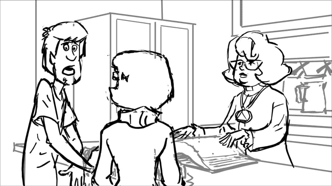 Scooby Doo 345-623 Sc 16 Pnl 3
Action: Shaggy turns toward Velma; she and  VM turn to look at him.
Dialogue: SHAGGY: “But, like, dudes…”