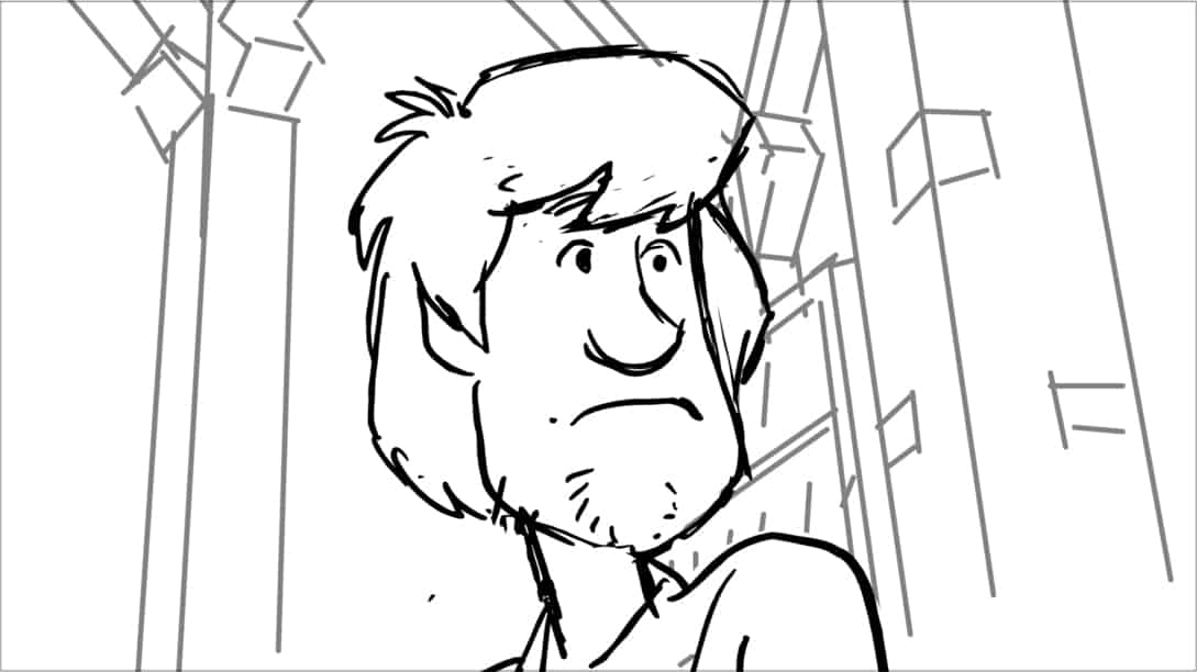 Scooby Doo 345-623 Sc 22 Pnl 1
Action: CU UPSHOT on Shaggy, looking at o.s. VM.