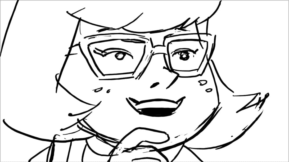 Scooby Doo 345-623 Sc 23 Pnl 1
Action: CU on Velma
Dialogue: VELMA: “It’s worth a shot.”