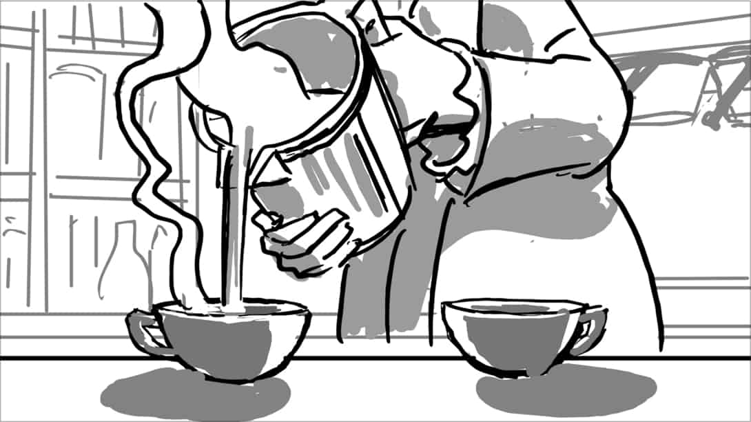 Scooby Doo 345-623 Sc 2 Pnl 1
Action: C.U. on Velma’s Mother pouring coffee.