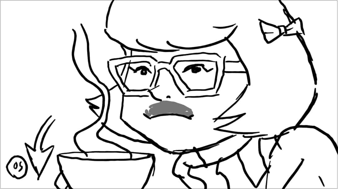 Scooby Doo 345-623 Sc 8 Pnl 2
Action: She lowers cup O.S., revealing chocolate mustache.