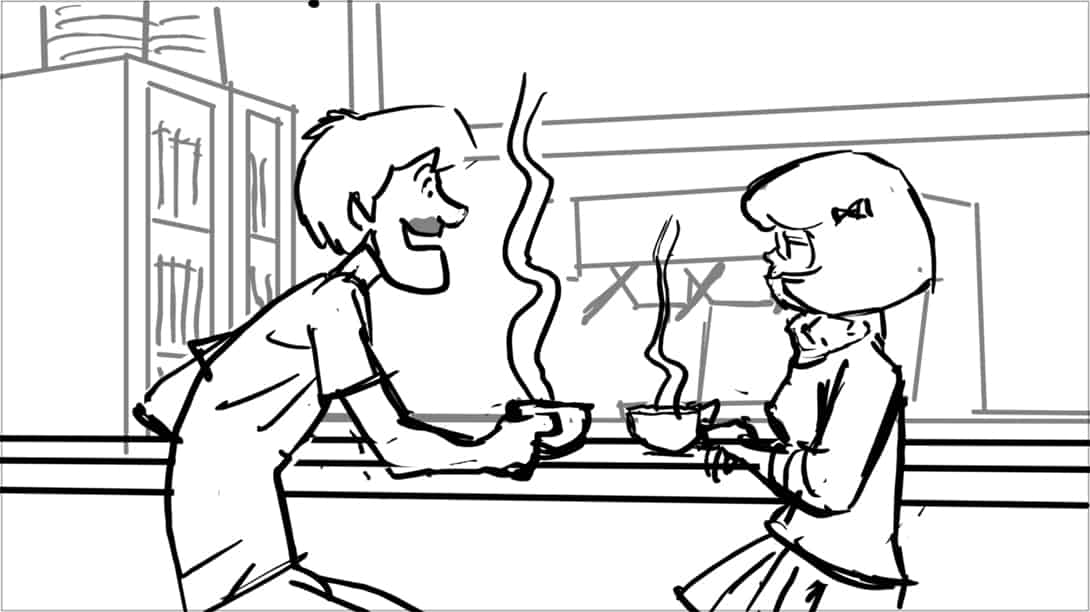 Scooby Doo 345-623 Sc 9 Pnl 3
Action: He sets his cup on the counter
Dialogue: SHAGGY: “I’m, like, glad you asked.”