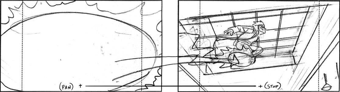 Storyboard by Brad Rader for animated television Static Shock, episode A League of Their Own
