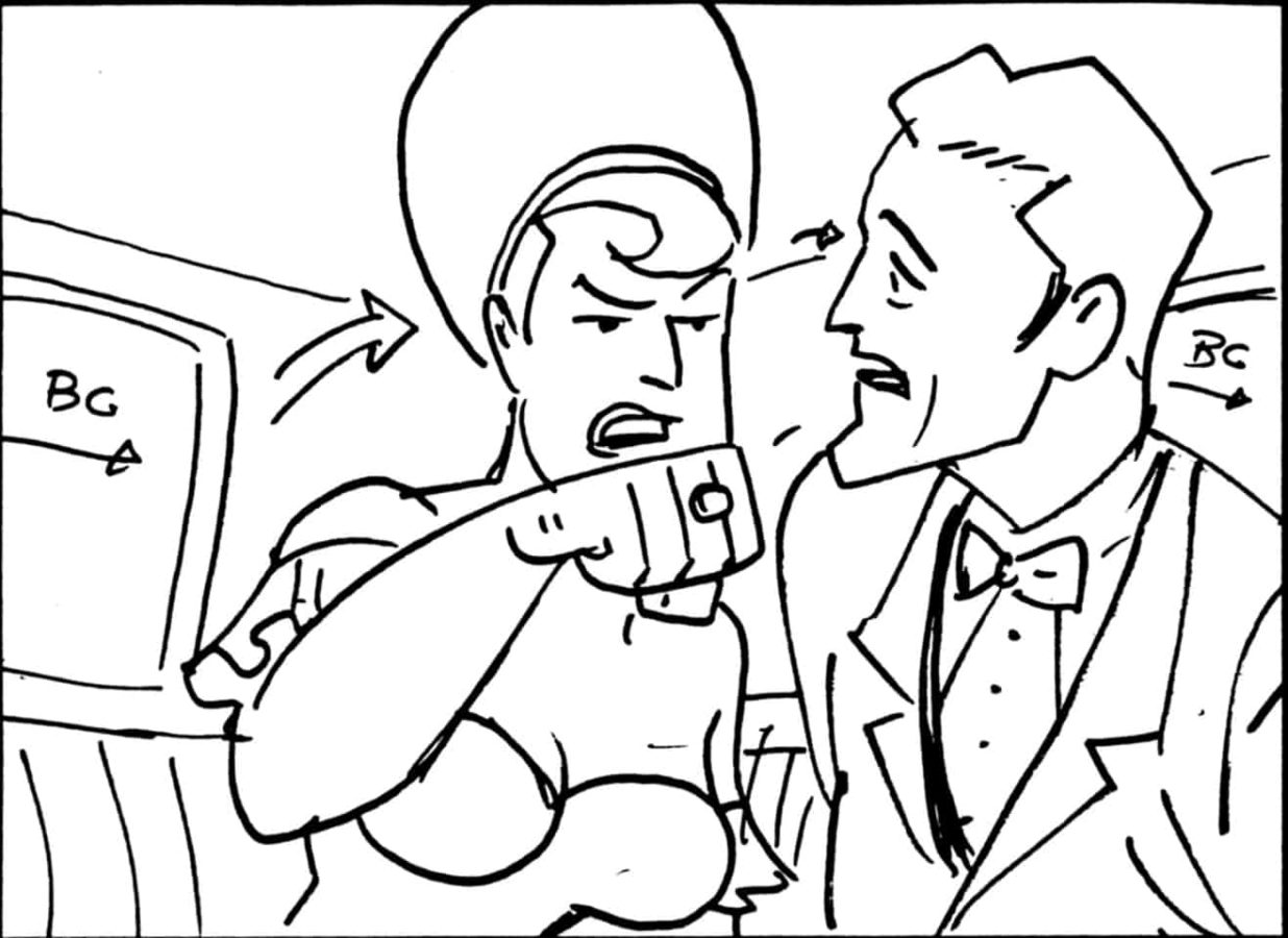Stripperella 109 Sc 308 Pnl 3
Action: She leans toward him threateningly; he recoils…
Dialogue: BRIDESMAID: “Do you want to live?”