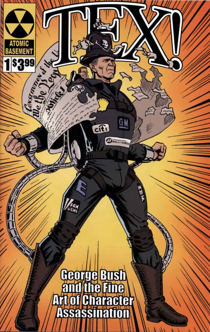 Tex! comic book cover by Brad Rader with satirical portrait of George W. Bush